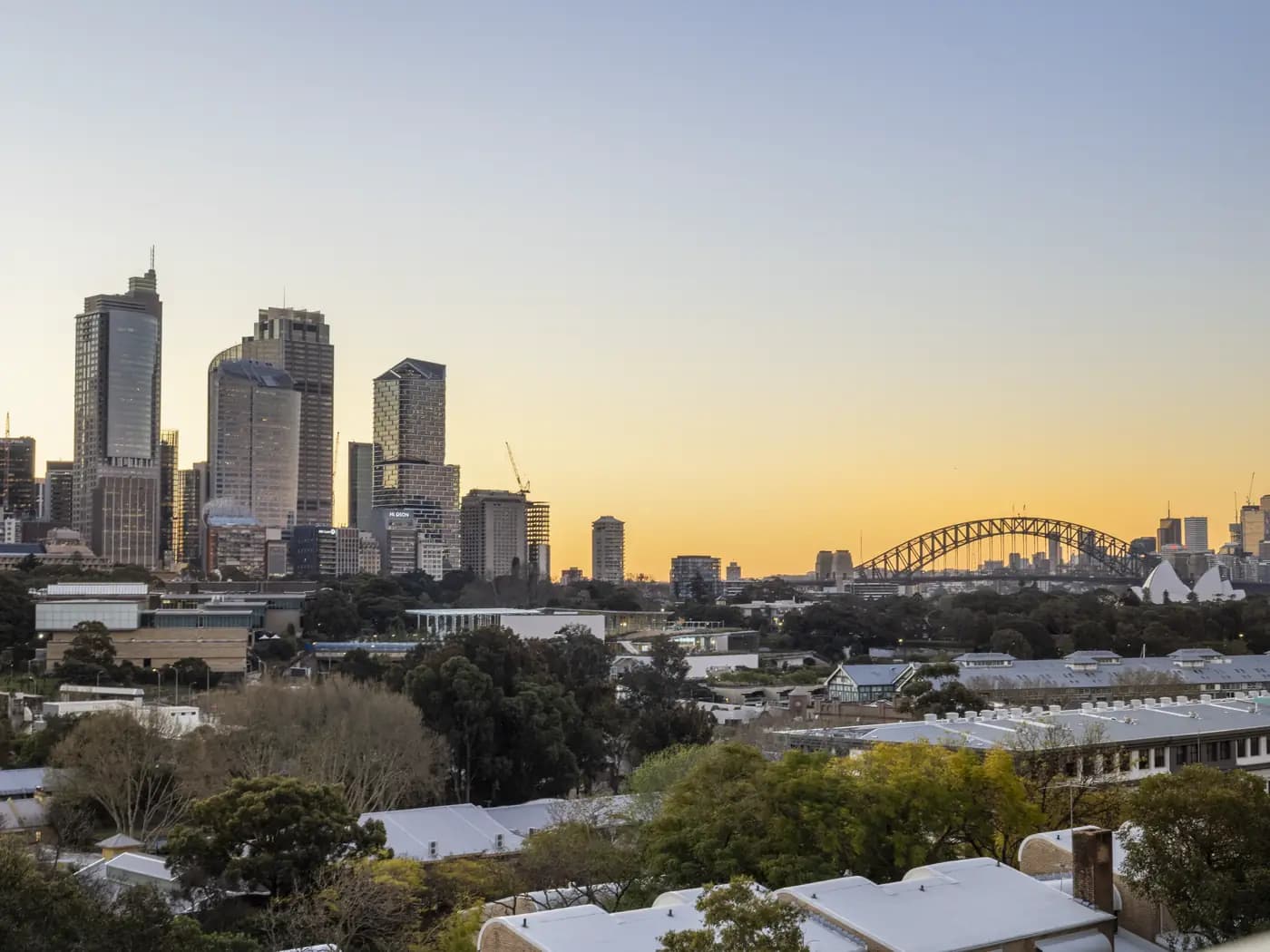 Sydney skyline and Harbour Bridge view from Potts Point for budget area planning